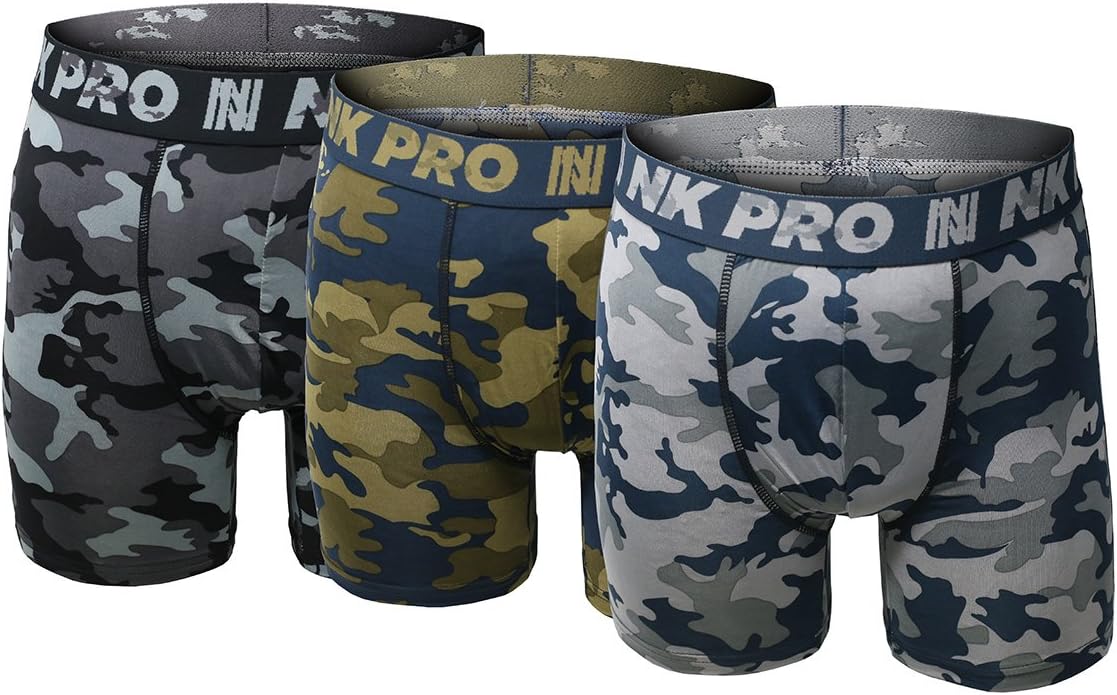 Men's Performance Boxer Briefs Sports Underwear 3 Pack (Medium, Camouflage Grey/Navy/Green/)