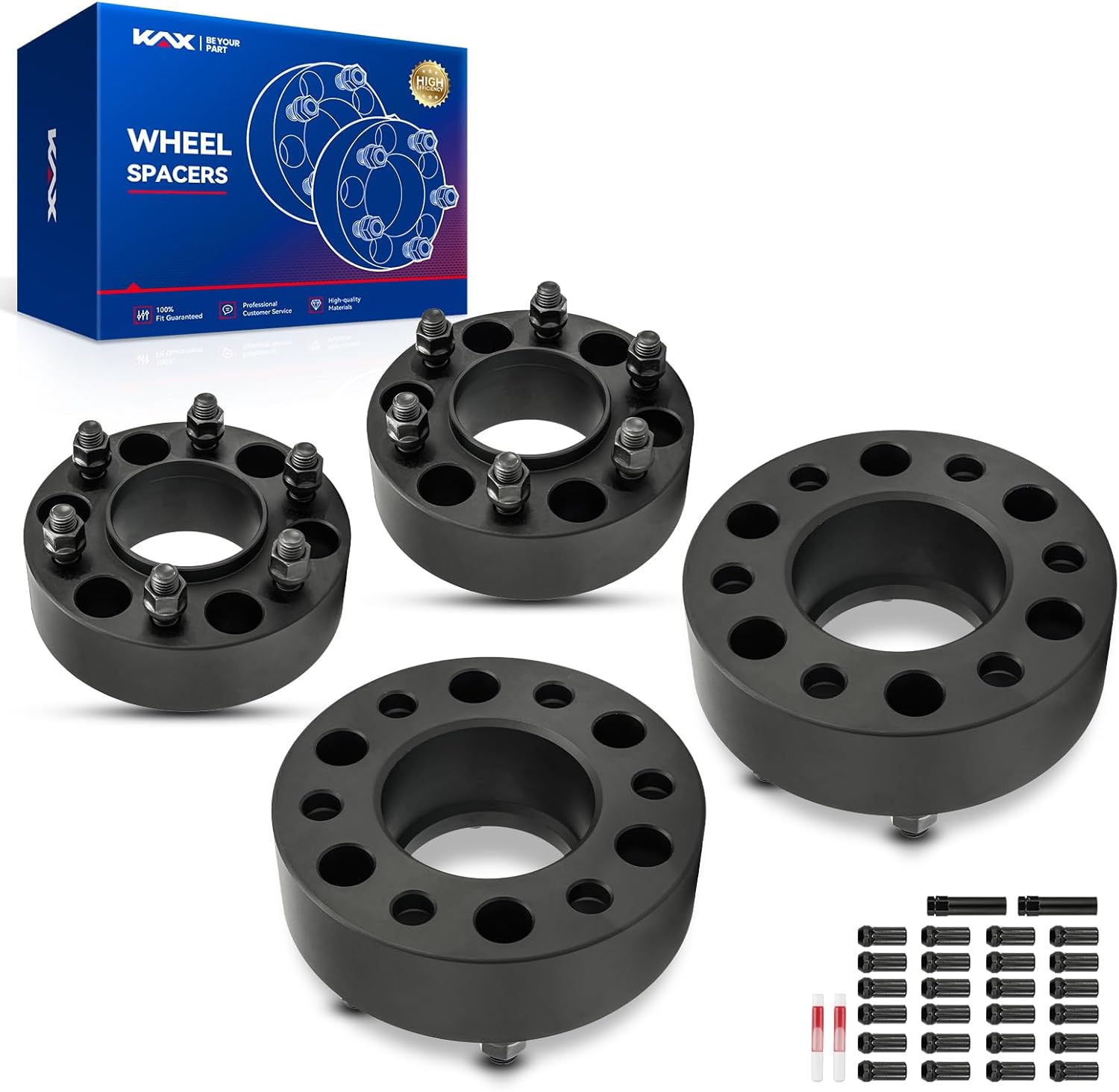 KAX 6x135mm Wheel Spacers 2 inch for F-1-50, 6 Lug Hubcentric Spacers with 87mm Hub Bore M14x2 Studs for F-1-50, Expedition, F-1-50 Heritage, Mark LT, Navigator,4pcs 6x135mm Aluminum Tire Spacer,Black