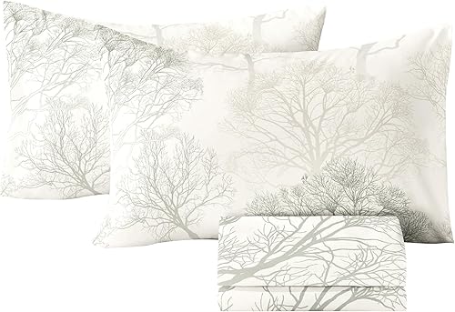 Miniatura 8 de HCORA Juego de sábanas Queen  Estampado floral  Sábanas de lujo de microfibra cepillada 1800  Sábanas refrescantes transpirables para cama tamaño