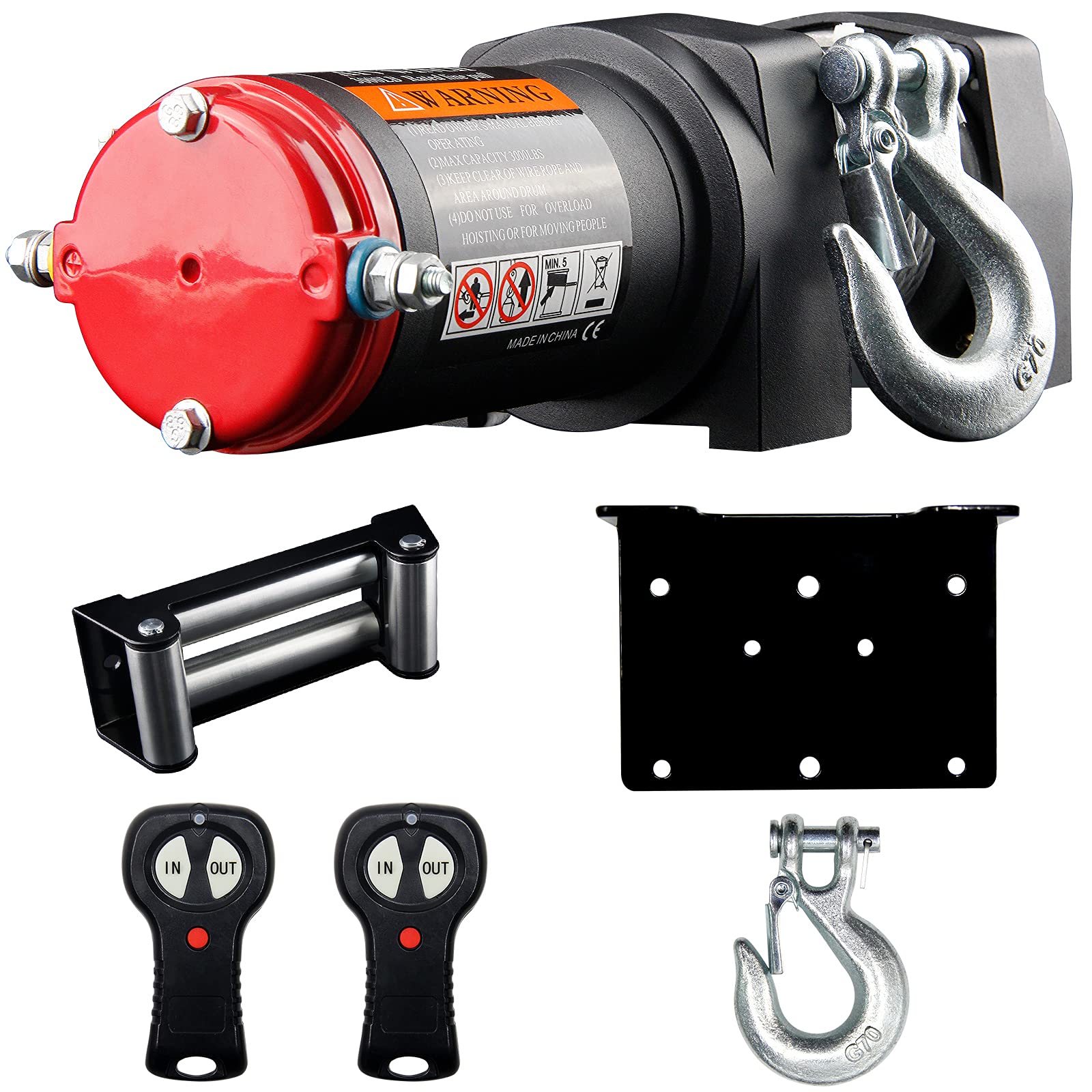 Buy 3000 LBS Load Capacity Electric Winch Kit, 12V Synthetic Rope Winch