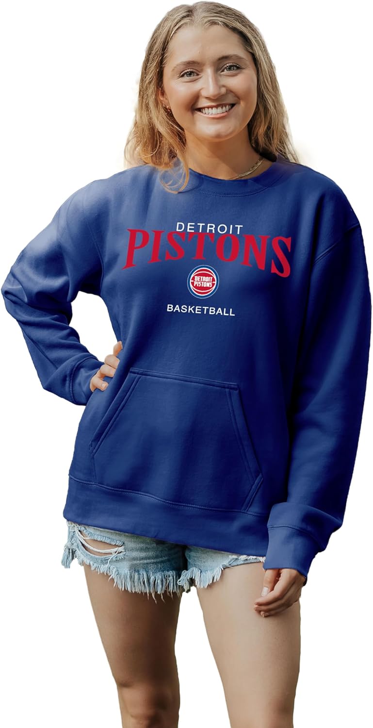 Blue 84 Women's NBA Officially Licensed Pocket Crewneck Sweatshirt Embroidery