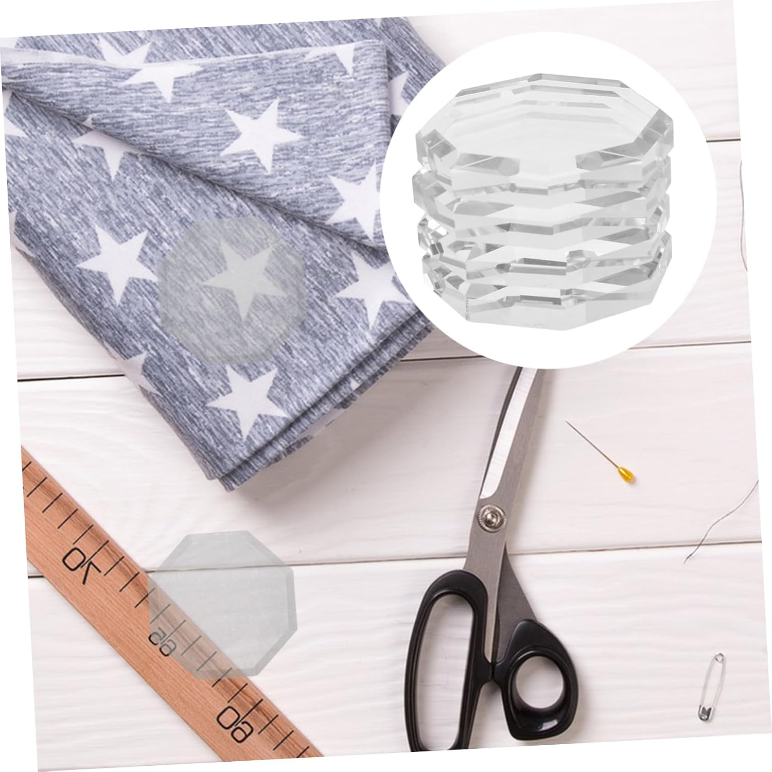 NUOBESTY 8pcs Clear Glass Octagon Weights for Sewing Patterns Precision Fabric Cutting Tools for Home Versatile Quilting Templates Unique Design for Accurate Sample Making