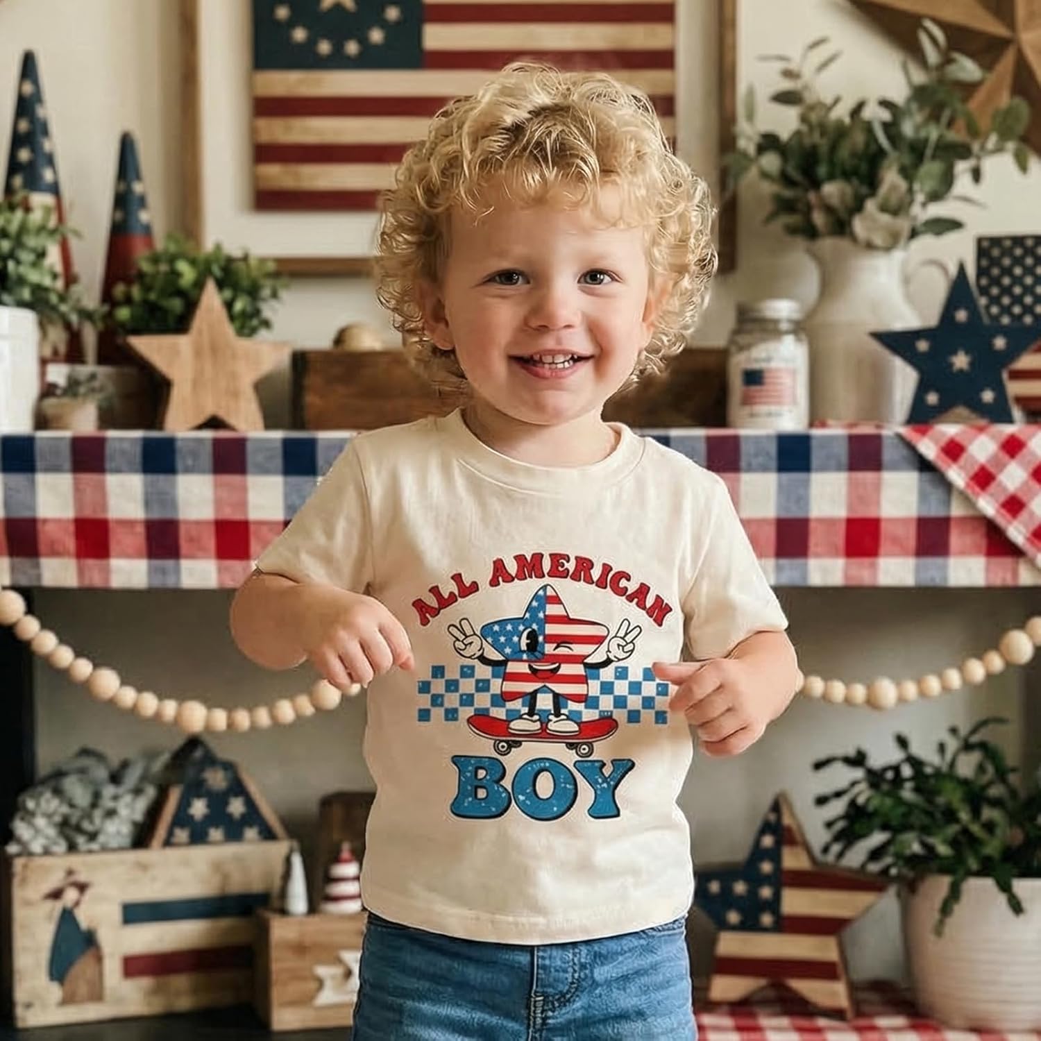 4th of July Toddler Boy Outfit Cousin Crew Short Sleeve T-Shirt USA Flag Kids Tops Fourth of July Tee Memorial Day