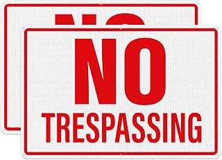 No Trespassing Sign 2 Pack Reflective Aluminum Do not Trespass Signs 12 × 18 Inches Rust Free Durable Metal Warning Signage for Property House Yard Office Outdoor