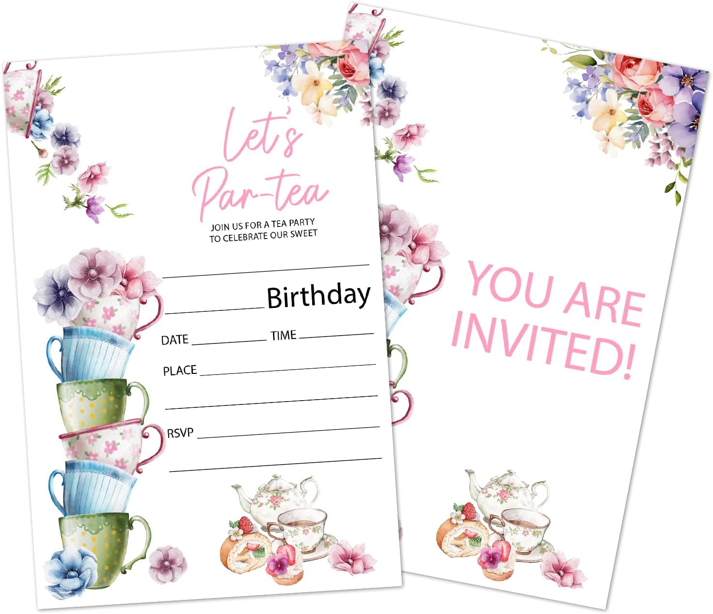Strawberry Birthday Invitations With Envelopes Set of 20, Hand Drawn Birthday Invites For Girls Teens Adults, Party Favor Supplies-004