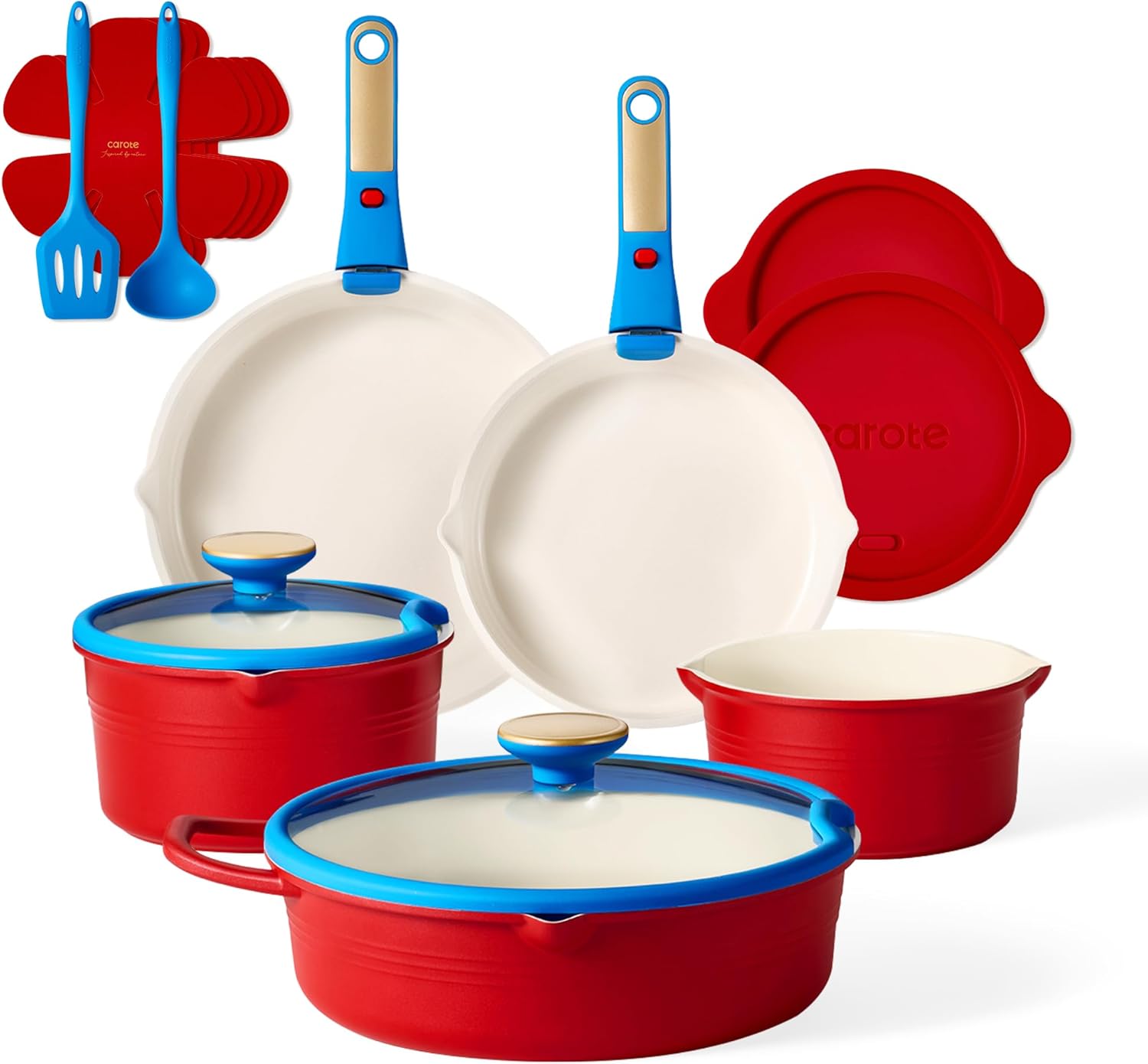 17-Piece Non-Stick Titanium Cookware Set with Detachable Handles