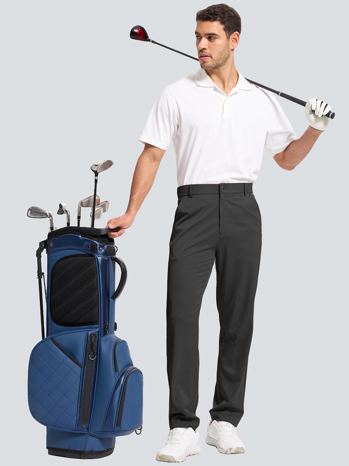 Men's Golf Pants Lightweight Work Dress Pants 30"/32"/34" Stretch Quick Dry Comfy Casual Trousers with Pockets - Image 9