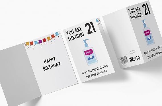 Karto Funny 21st Birthday Card for Men Women - Large 5.5x8.5 inch 21 Years Old Birthday Cards for Him Her - Covid