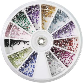Nail Art Rhinestones Fake Pearl Gems Jewelry Decorations Manicure Wheel (1 Wheel, Small Multi Color)