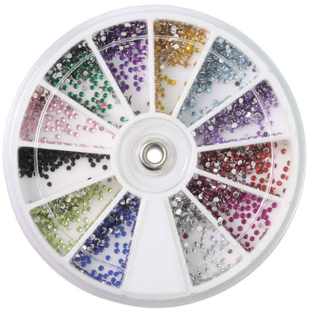 Nail Art Rhinestones Fake Pearl Gems Jewelry Decorations Manicure Wheel (20 Wheels, Small Multi Color)