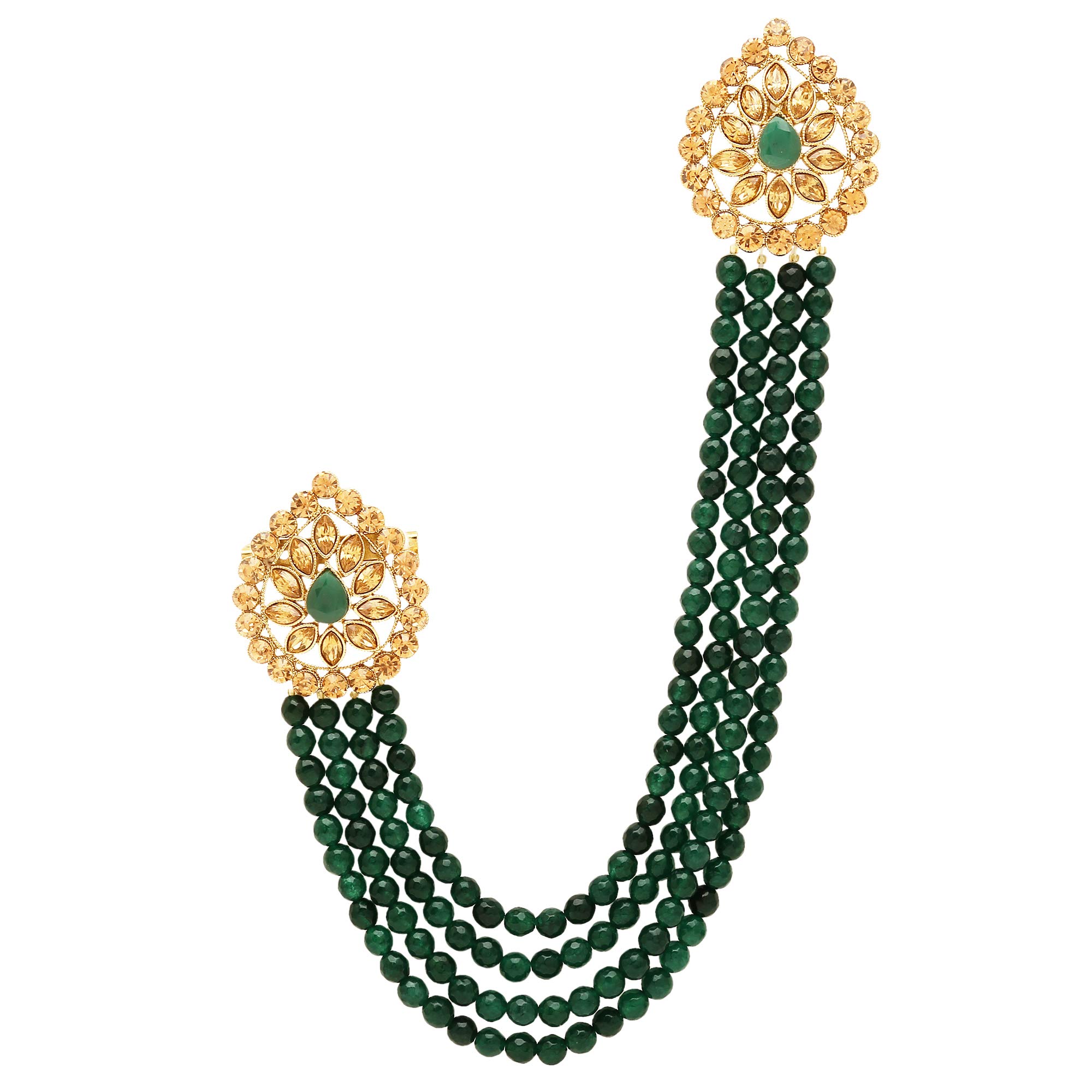 sanjog Mens Brass Metal Pearl Stone Impressive Brooch With Golden Kundan Stone Hanging Pearl Party Brooch (Green) (B07HJF4T9R) Amazon Price History, Amazon Price Tracker