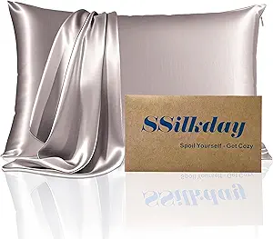 Mulberry Silk Pillow Cases with Zipper, Ultra Smooth Soft Breathable Cooling Pillow Cases for Hot Sleepers, Silk Satin Pillowcase for Hair and Skin, Gifts for Women (Taupe, King Size, 1 Pack)