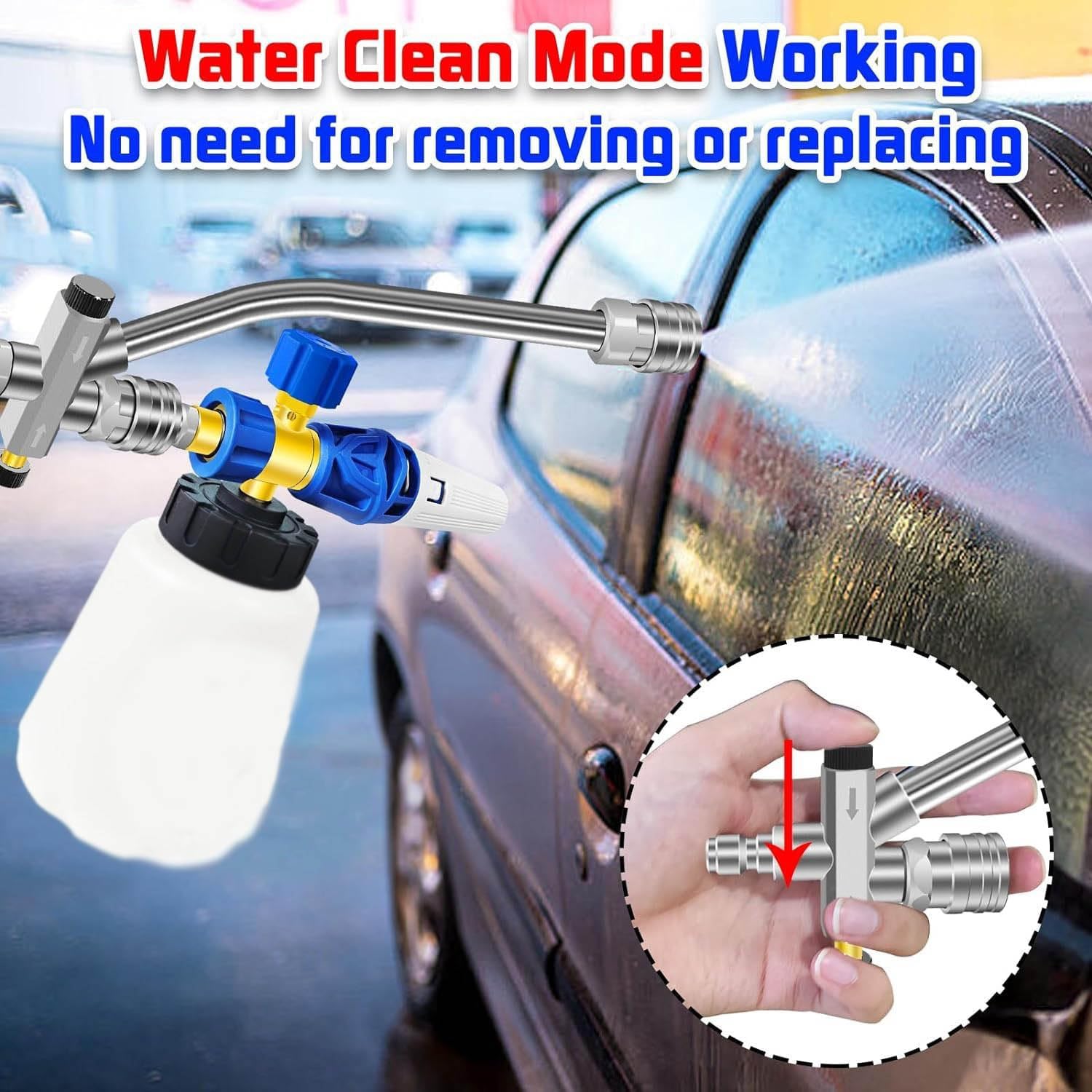 Foam Cannon Dual Connector Accessory with 7 Pressure Washer Sprayer Nozzles, Dual-Connector Foam Cannon Accessory Pressure Washer Double Tip Attachment 1/4"" Quick Connect, Silver