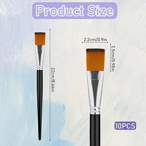 Miniatura 2 de 10 pinceles planos de pintura acrílica de 34 pulgadas, pincel de pintura para acuarela, pintura al óleo, acrílico, arte de uñas, manualidades,