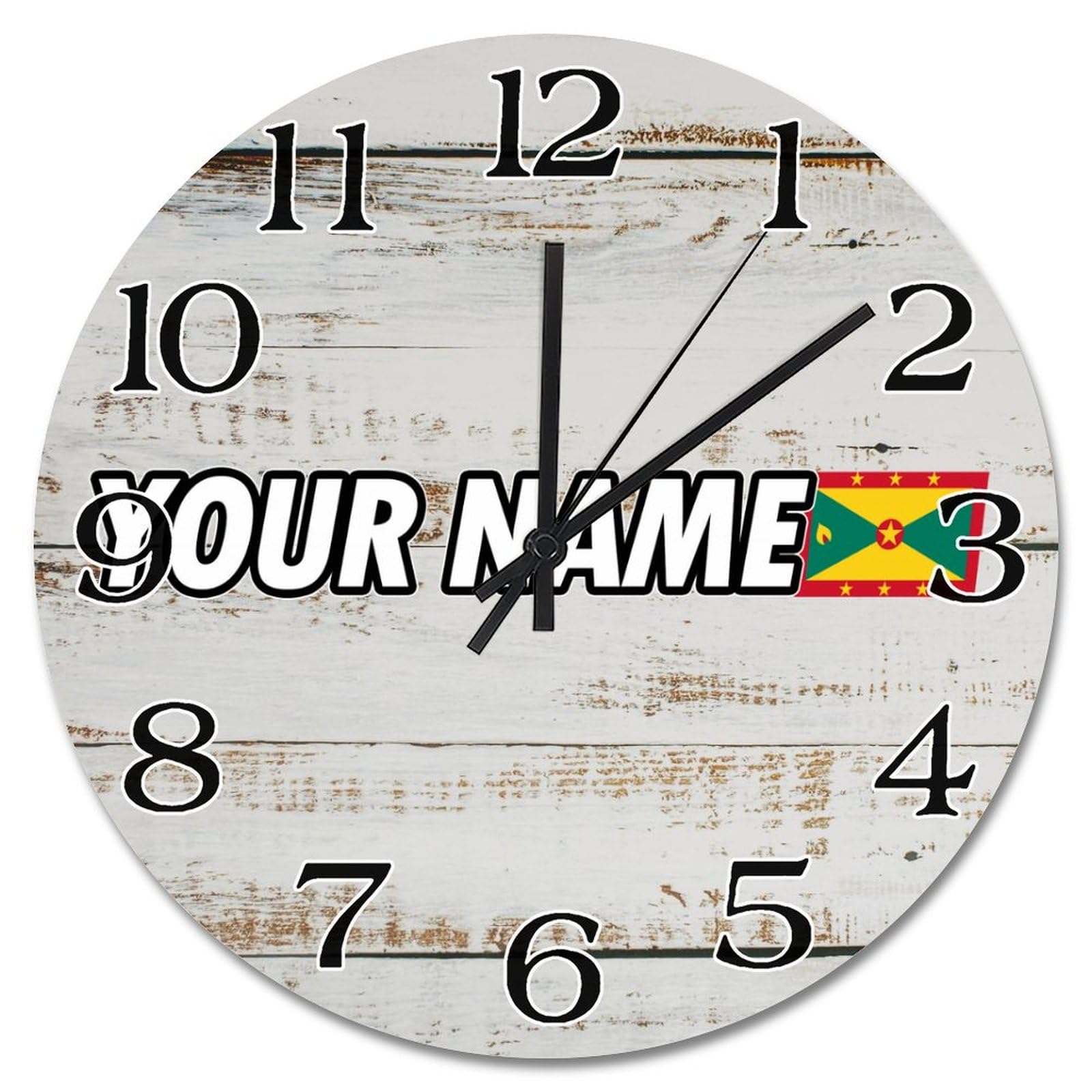 Horloge murale personnalisable Grenade silencieuse à piles salon 38cm