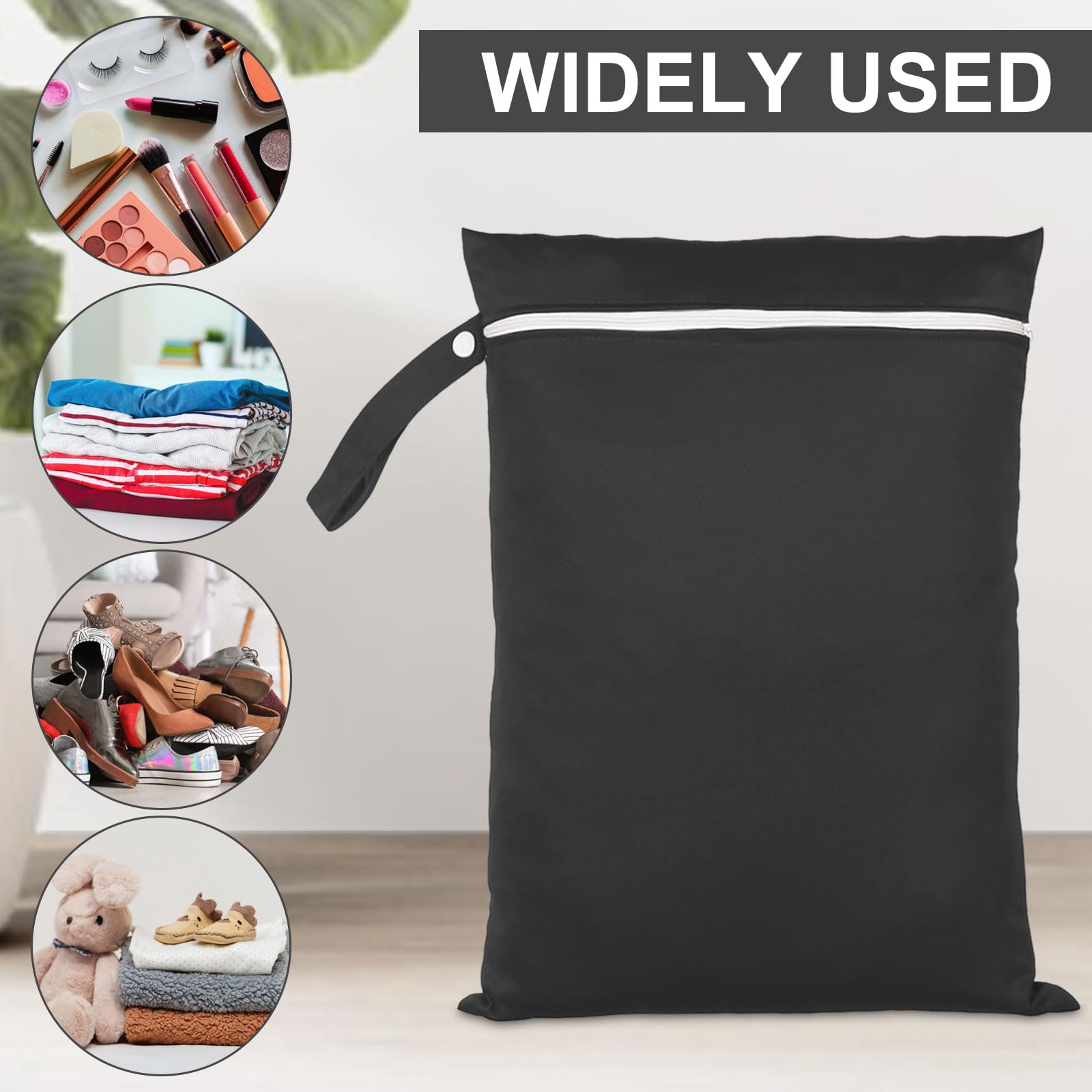 Borse impermeabili per bagnato 40x30 cm set riutilizzabile con cerniera nero e verde