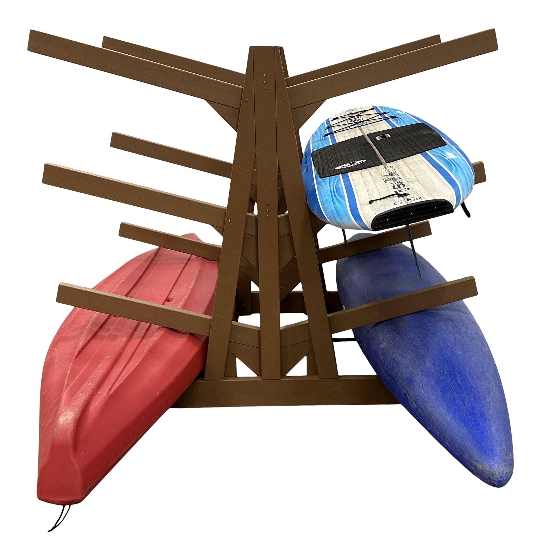 8-Place Double Sided Poly Kayak Storage Racks, Freestanding Surfboard Racks, Paddle Board for Garage, Outdoor Stand Up Paddle Board Rack for Garage, Heavy Duty Stand, Recycled Poly w/UV Stabilizers