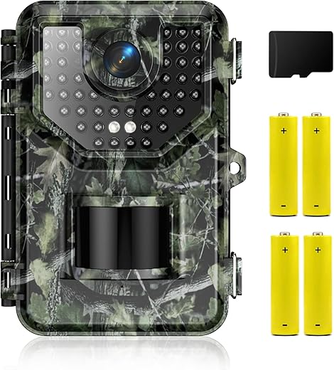 Vikeri Trail Camera, 4K 48MP Game Camera with Night Vision Motion Activated Waterproof 130°Wide-Angle, 0.05s Trigger Hunting Trail Cam with 48pcs No Glow Infrared LED for Wildlife Monitoring