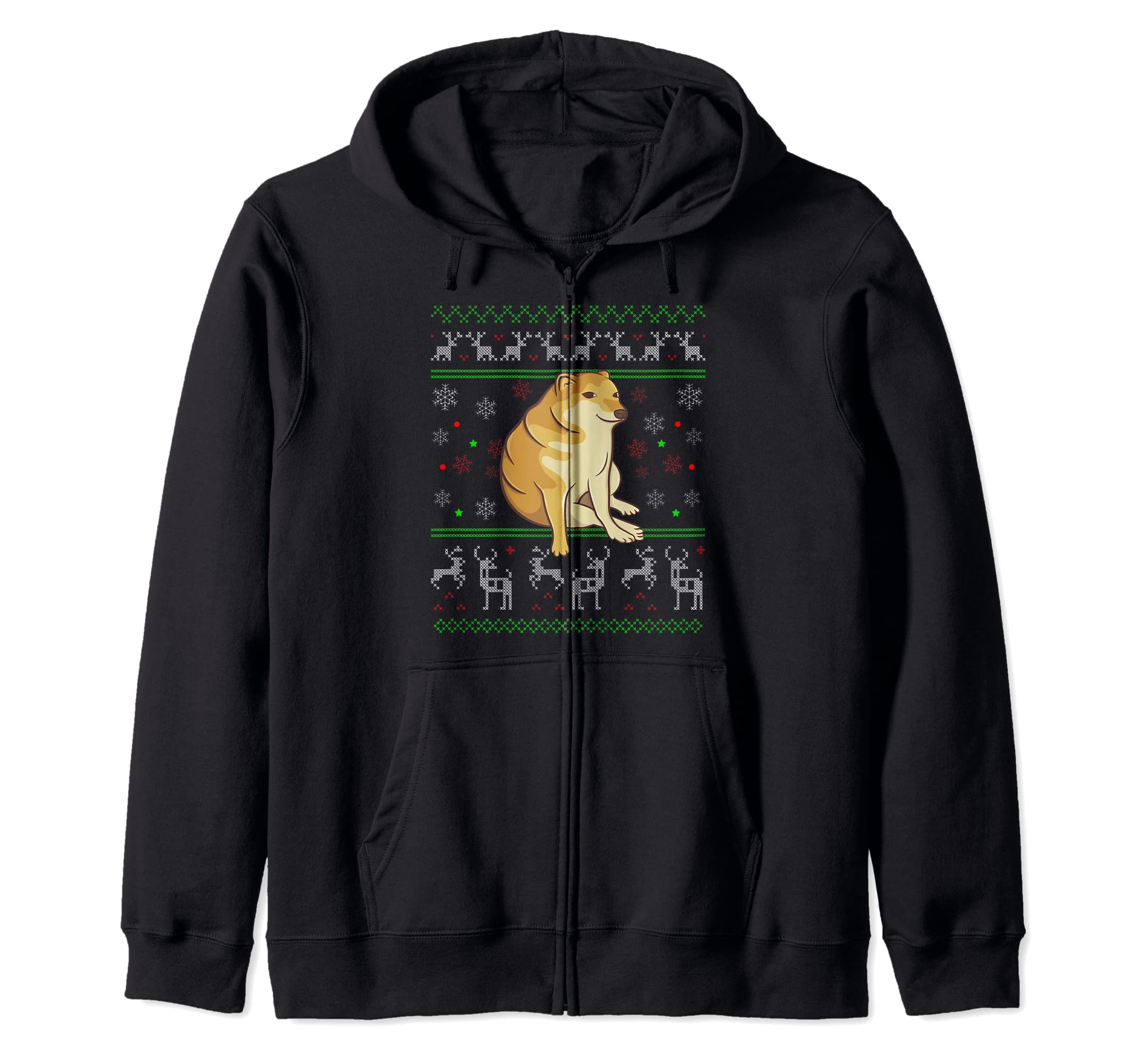 Go to Horny Jail - Cheems Doge Meme Ugly Christmas Zip Hoodie