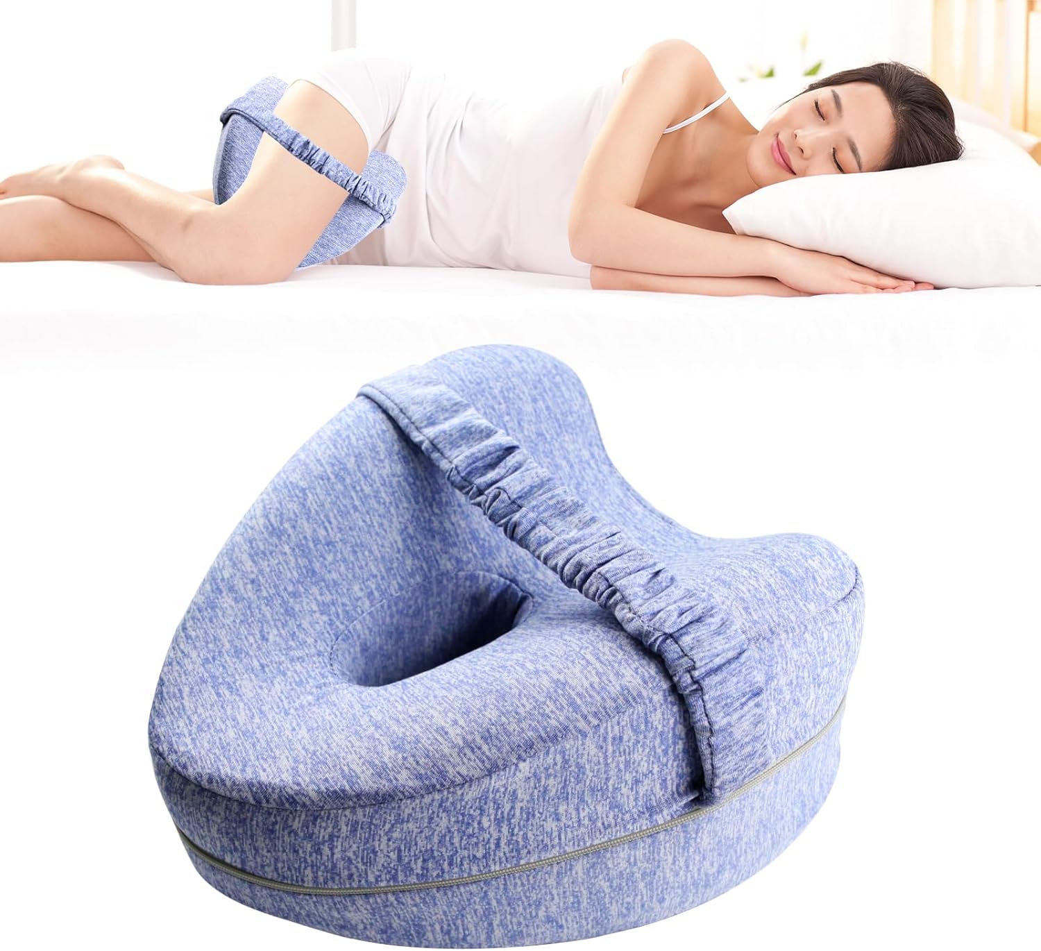 Leg Alignment Pillow - Orthopedic Memory Foam Support Pillow for Side Sleepers (Navy)