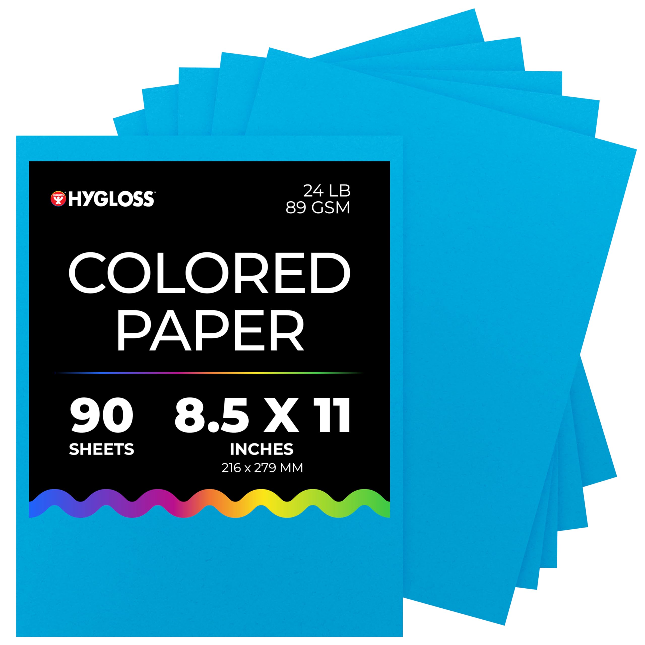 Hygloss Dark Blue Colored Paper - 24 lb, 89 GSM, Acid-Free, Fade-Resistant, 8.5x11-Inch Letter Size Color Copy Paper, 90 Sheets
