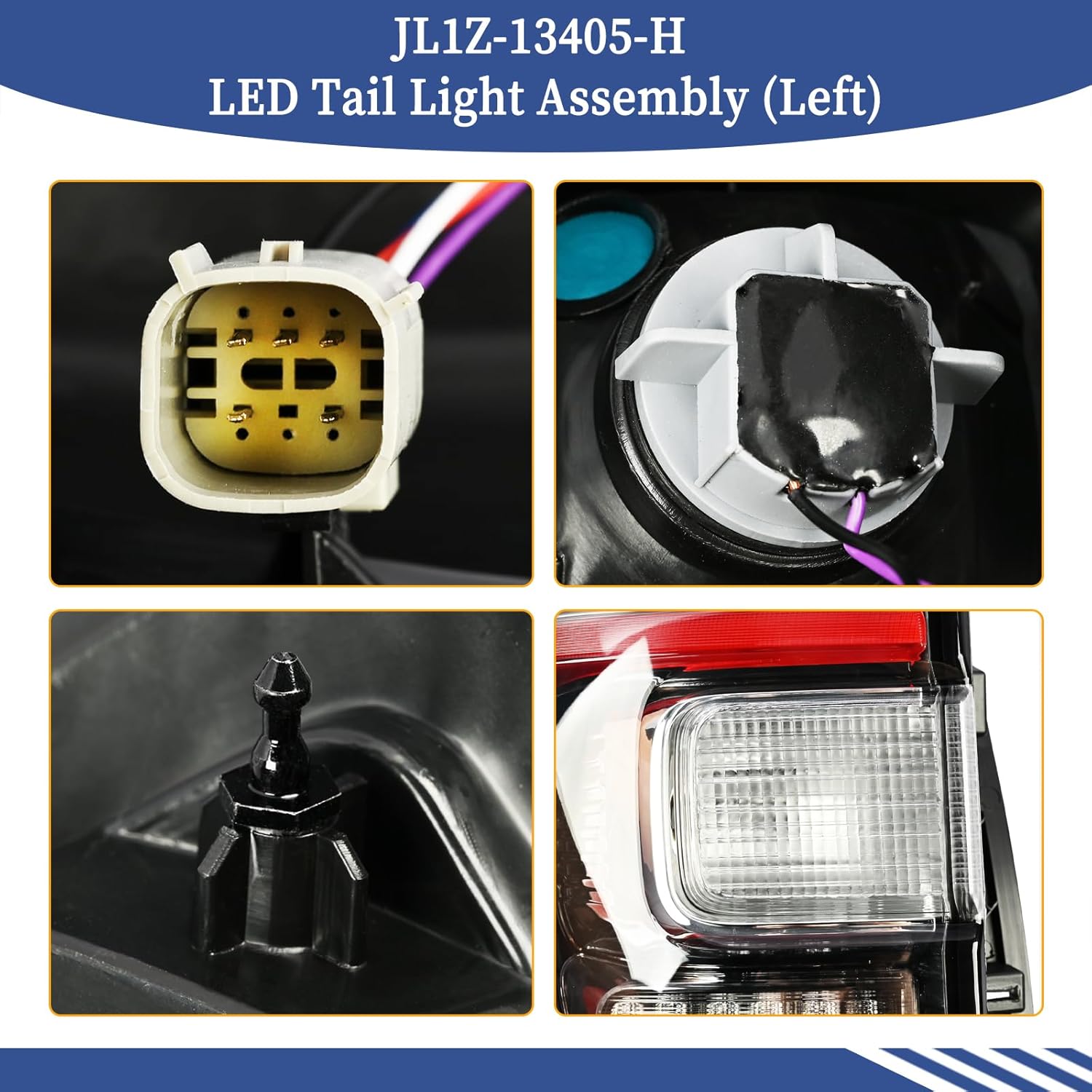 LED Type Tail Light Assembly JL1Z-13405-H Fit For Ford Expedition Limited/Platinum/King Ranch 2018-2021, Driver Side Rear Lamp Assembly With Bulbs JL1Z13405H, JL1Z-13405-D, FO2801272 (Left)