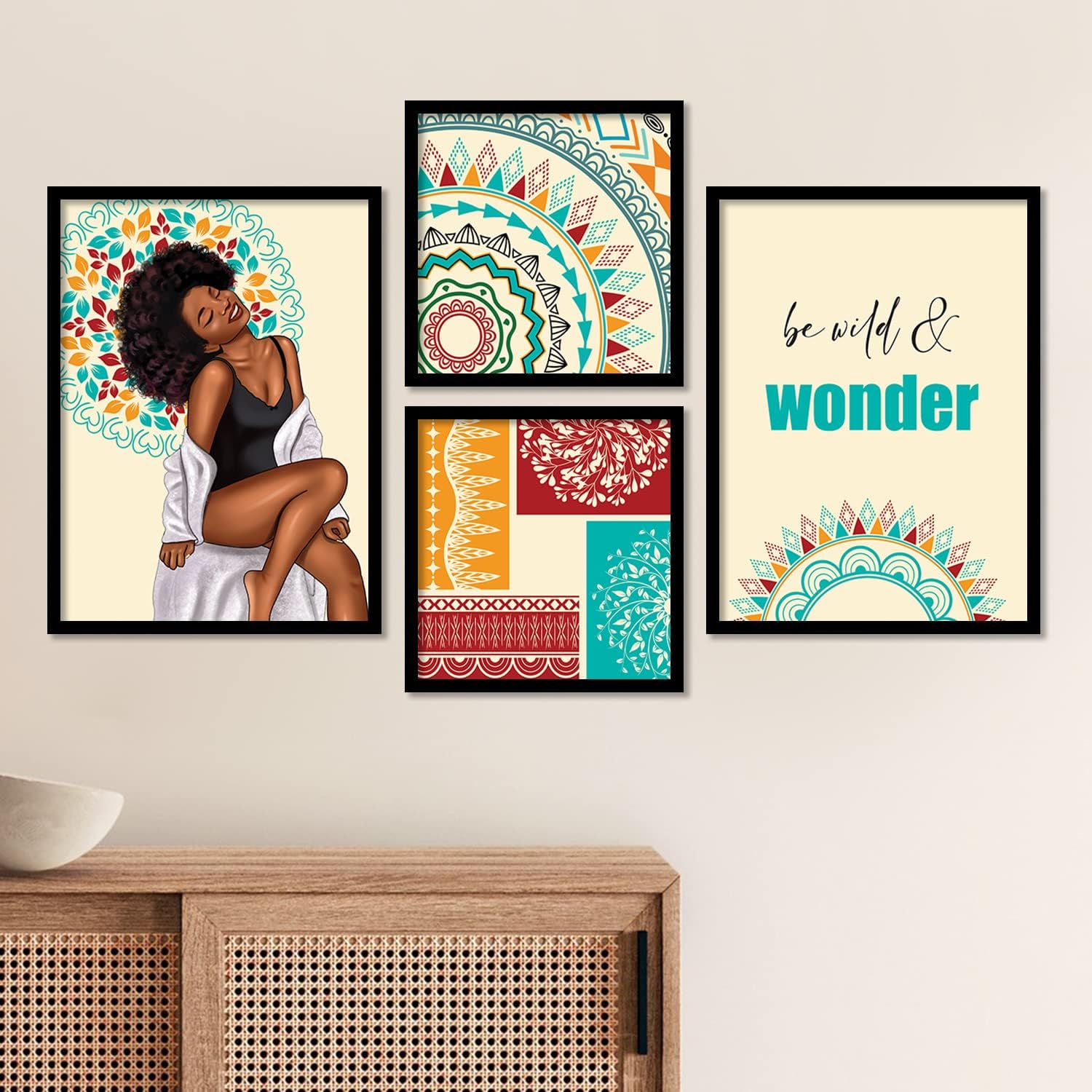 kotart Paintings Set of 4 Framed Paintings for Wall Decoration, Bedroom