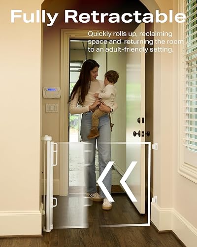 Miniatura 5 de Cumbor Puertas retráctiles para bebés para escaleras, familiares y ganadores de los premios Mom's Choice, se extienden hasta 55 pulgadas de ancho