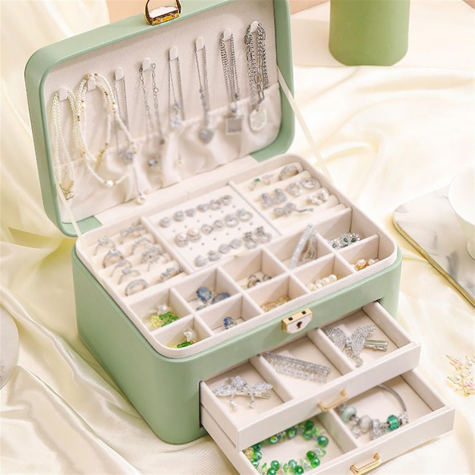 Jewelry Box Organizer Jewelry Box Necklace Ring Box Bracelet Necklace Watch Storage Bracelet Earring Box Jewelry Organizer Small (C S) (A S)