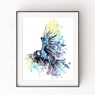 Raven Wall Art by Whitehouse Art | Bird Decor, Cabin Decor, Bird Art, Paintings, Nature Wall Art, Bedroom Decor, Art Prints | Professional Art Print of a Original Watercolor Raven Painting | 2 Sizes