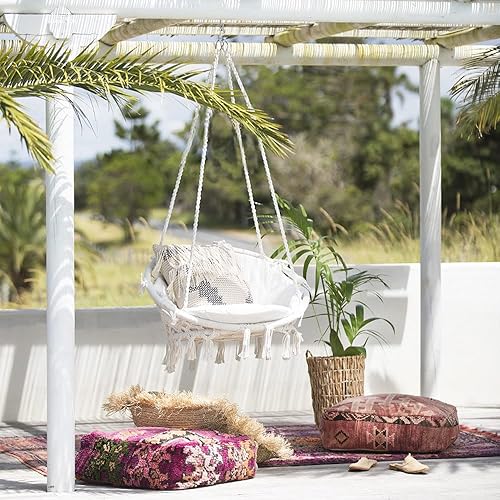 Miniatura 2 de Sonyabecca Silla hamaca para macramé columpio de 265 libras de capacidad hecha a mano para interiores y exteriores hogar patio terraza jardín