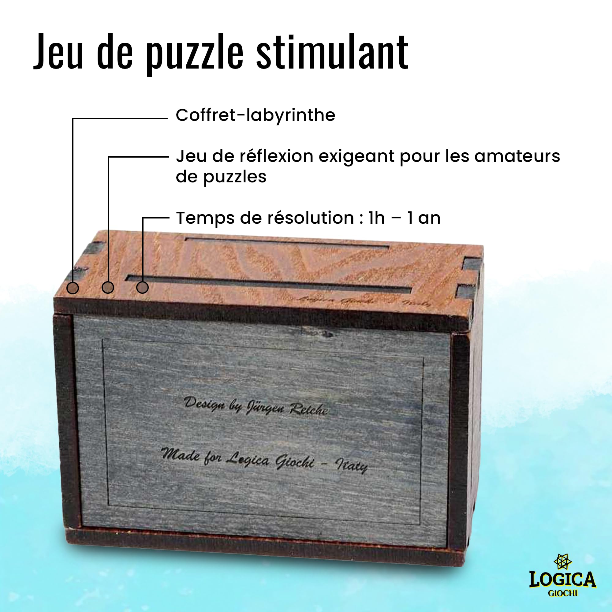 Logica Jeux Art. Pandora Box - La Boîte Secrete - Casse-Tête en Bois - Coffret Secret - Difficultè 5/6 Incroyable - Collection Leonardo da Vinci