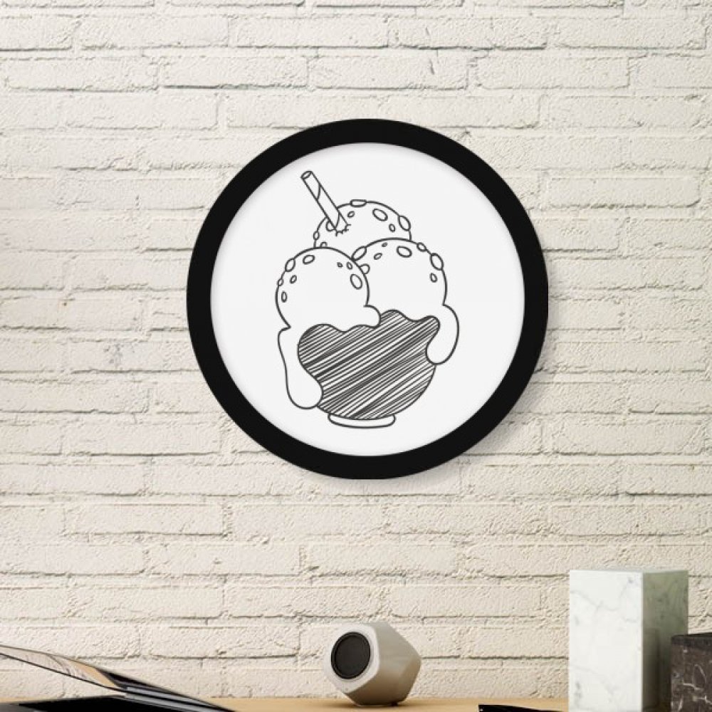 Cadre photo rond bois noir déco cuisine peinture boule de glace art