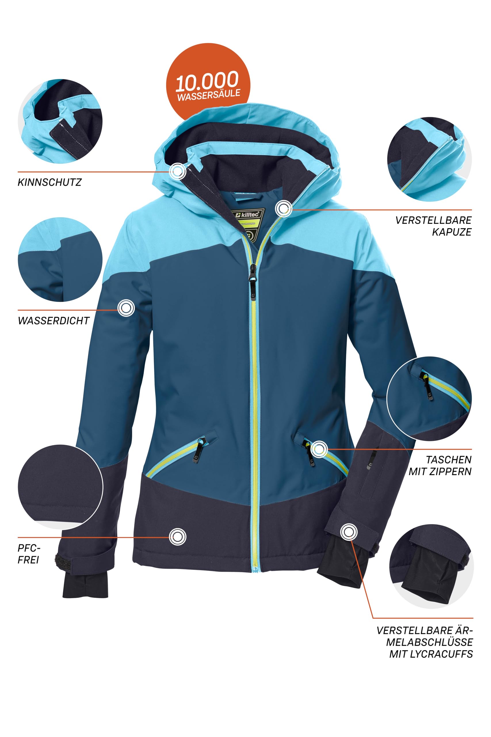 Killtec Kind Ksw 151 Grls Ski Jckt Skijacke wasserdicht/Funktionsjacke mit Kapuze und Schneefang