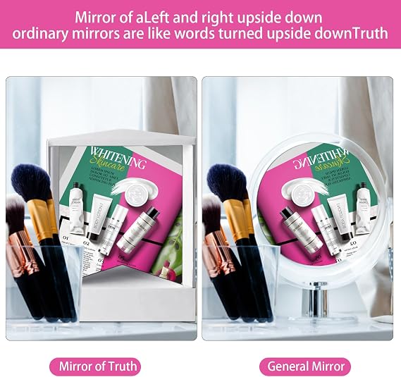 WMLBK True Mirror Non Reversing,Inverted Mirror Non Reversing Mirror Cosmetic Stand Mirror Make Up Mirror,Left and Right Not Reversed