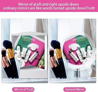 WMLBK True Mirror Non Reversing,Inverted Mirror Non Reversing Mirror Cosmetic Stand Mirror Make Up Mirror,Left and Right Not Reversed