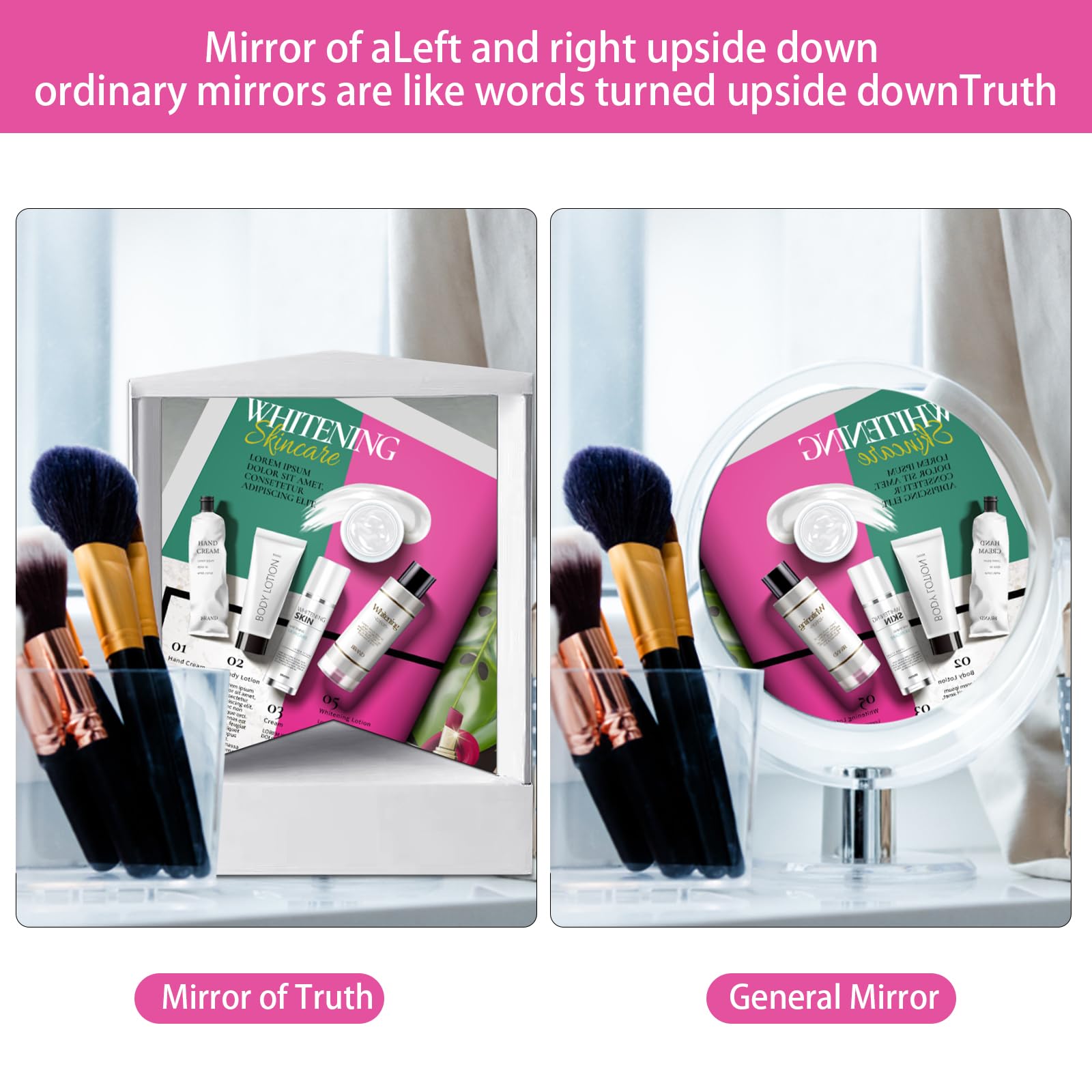 True Mirror Non Reversing, nieodwracalne lustro kosmetyczne, prawdziwe lustro nieodwracalne