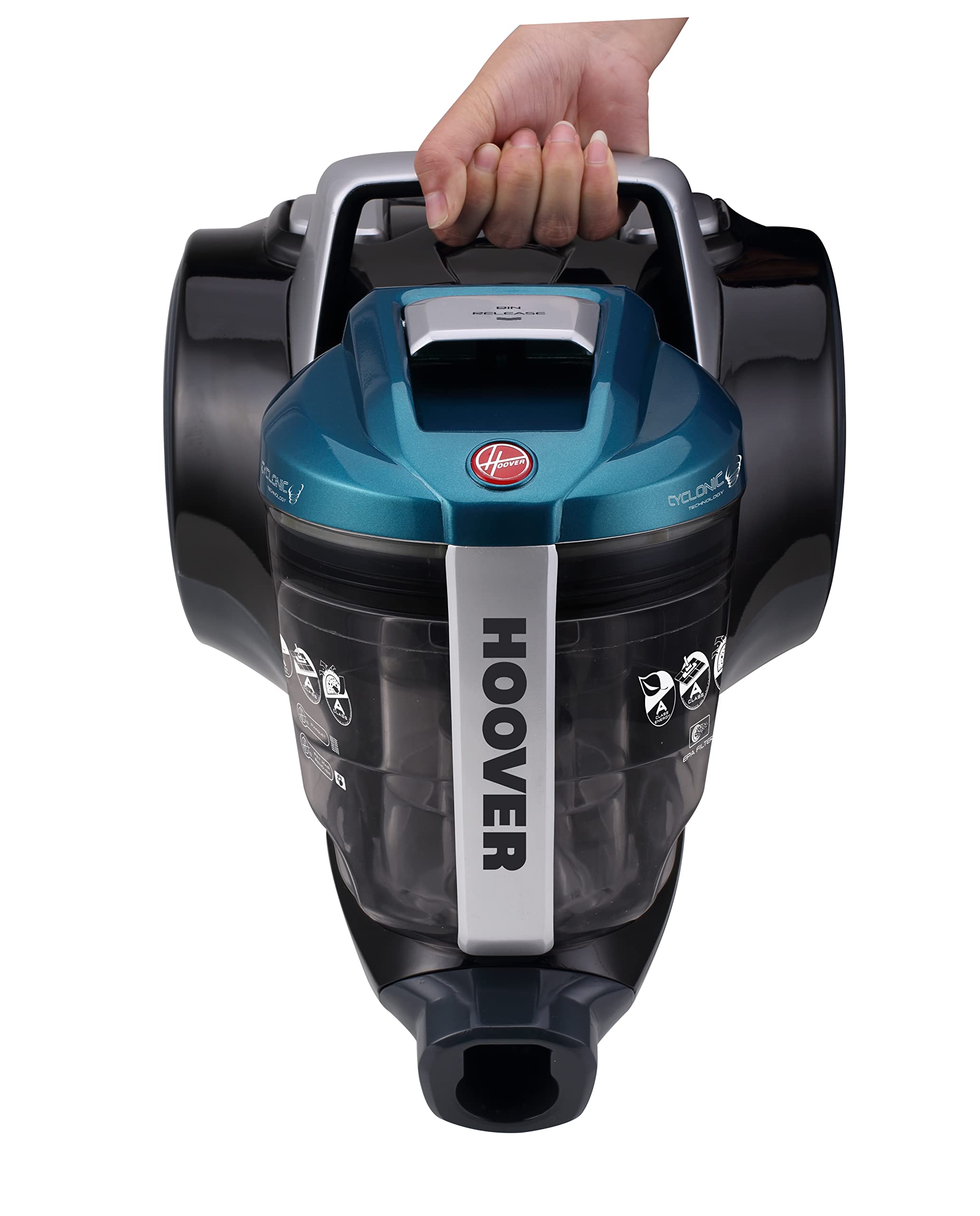 Hoover BR31PET - Aspirador de Trineo sin Bolsa, Potente 700 W, tecnología ciclónica, 2L, Vaciado fácil y rápido, Cepillo Combinado para Suelos Duros y moquetas, turbocepillo Especial para Animales,