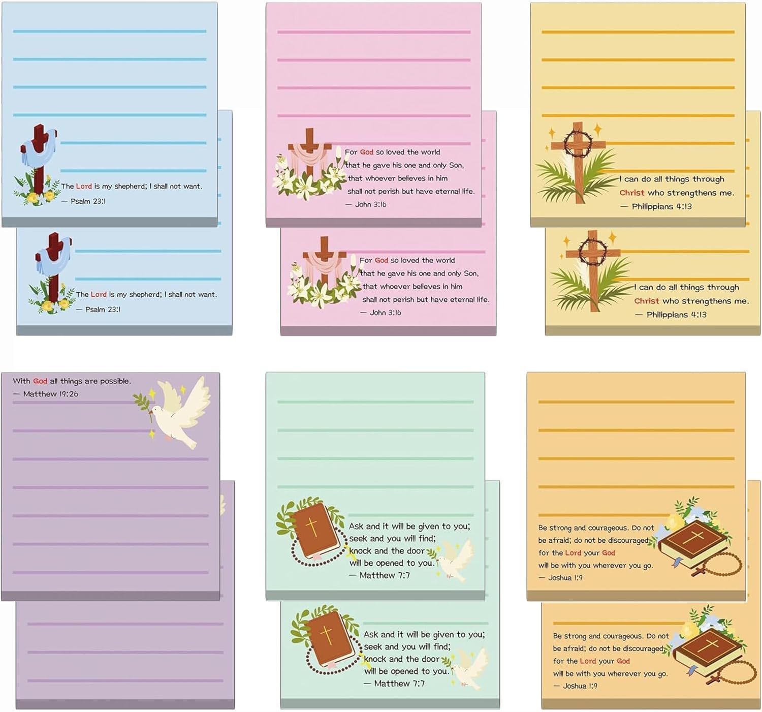 12 Pack Bible Sticky Notes Christian Bible Verse Encouragement Notepads - Christian Bible Themed Sticky Notes,Back to School Present for Message Reminder Presents Diary Lists Schedules