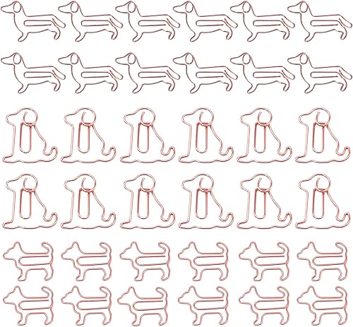 Hesena 102 Pcs Rose Gold Dog Metal Paper Clips, Cute Animals Originality PaperCl