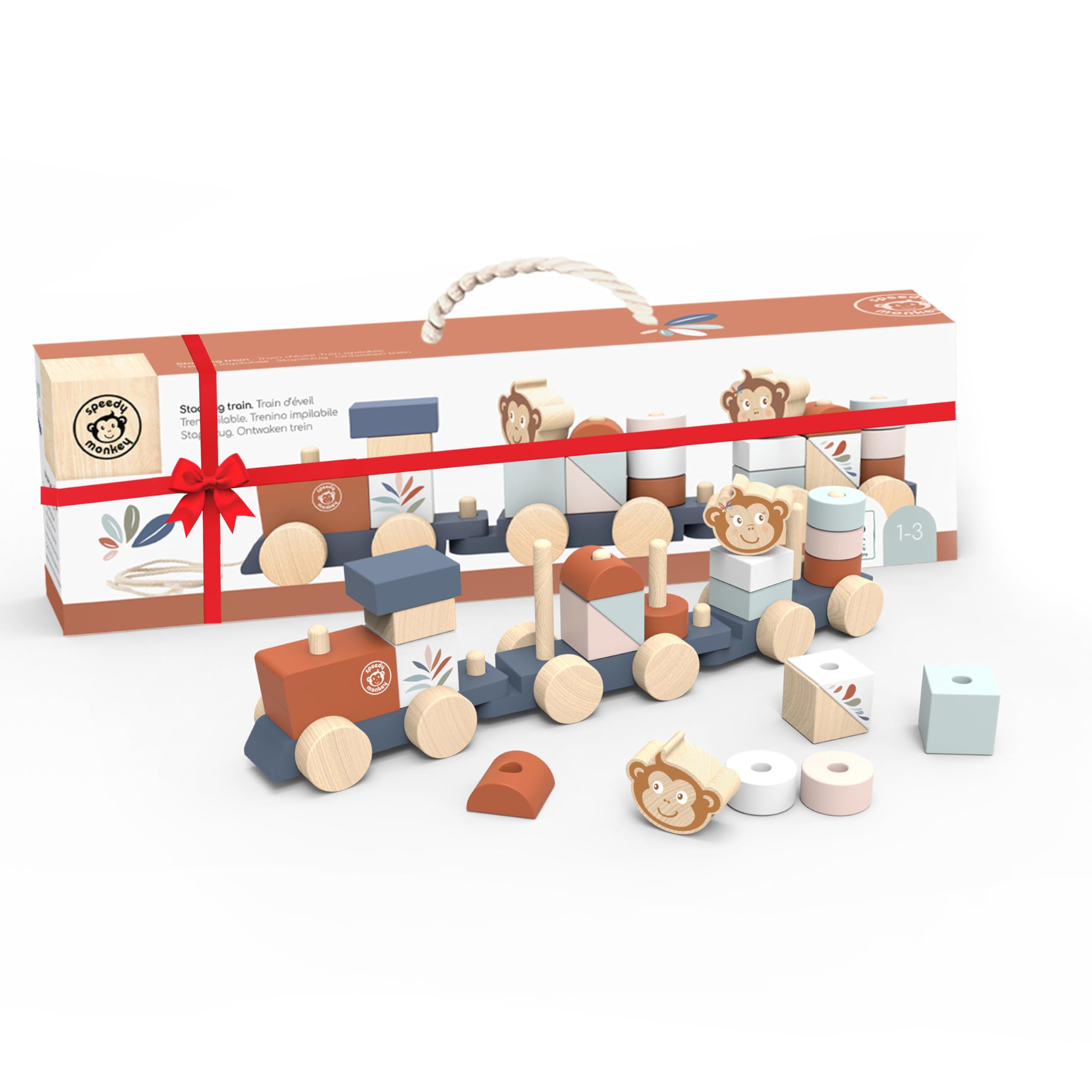 Amazon.com: Speedy Monkey Wooden Pull-Along Train Stacker – Soft