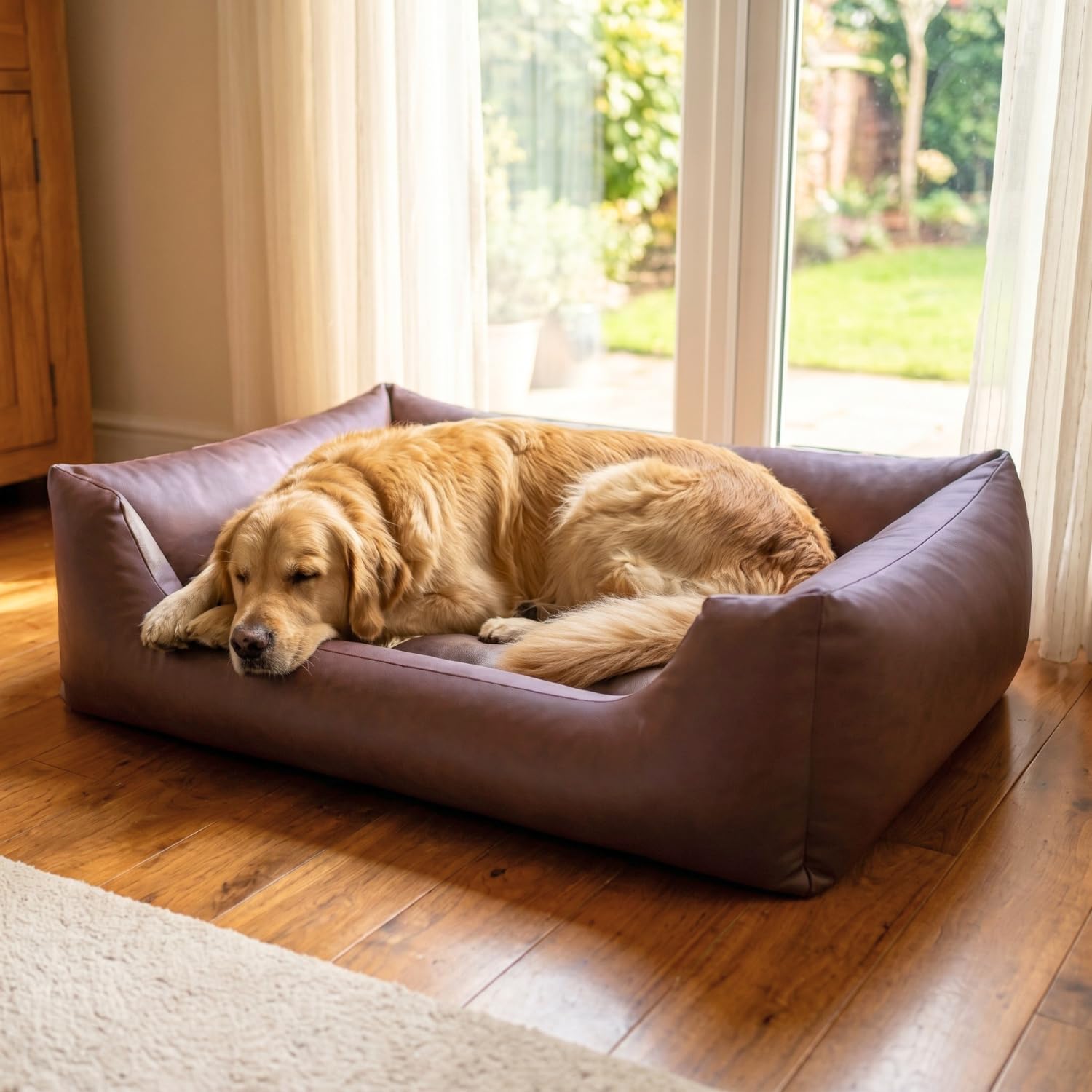 E-dogbed Mario legowisko dla psa ze sztucznej skóry, poduszka dla psa, sofa dla psa, legowisko dla psa, poduszka dla psa, miejsce do spania, kolor i rozmiar do wyboru od M do XXL (100 x 70 cm, brązowa)