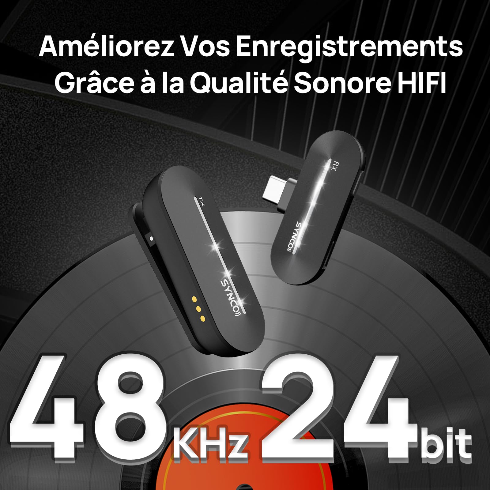 SYNCO Micro Cravate sans Fil pour iPhone 17/16/15/Samsung, P1ST Microphone Lavalier 2.4GHz avec Étui de Chargement USB C, Mini Micro pour Tiktok, Youtube, Streaming, Vlog