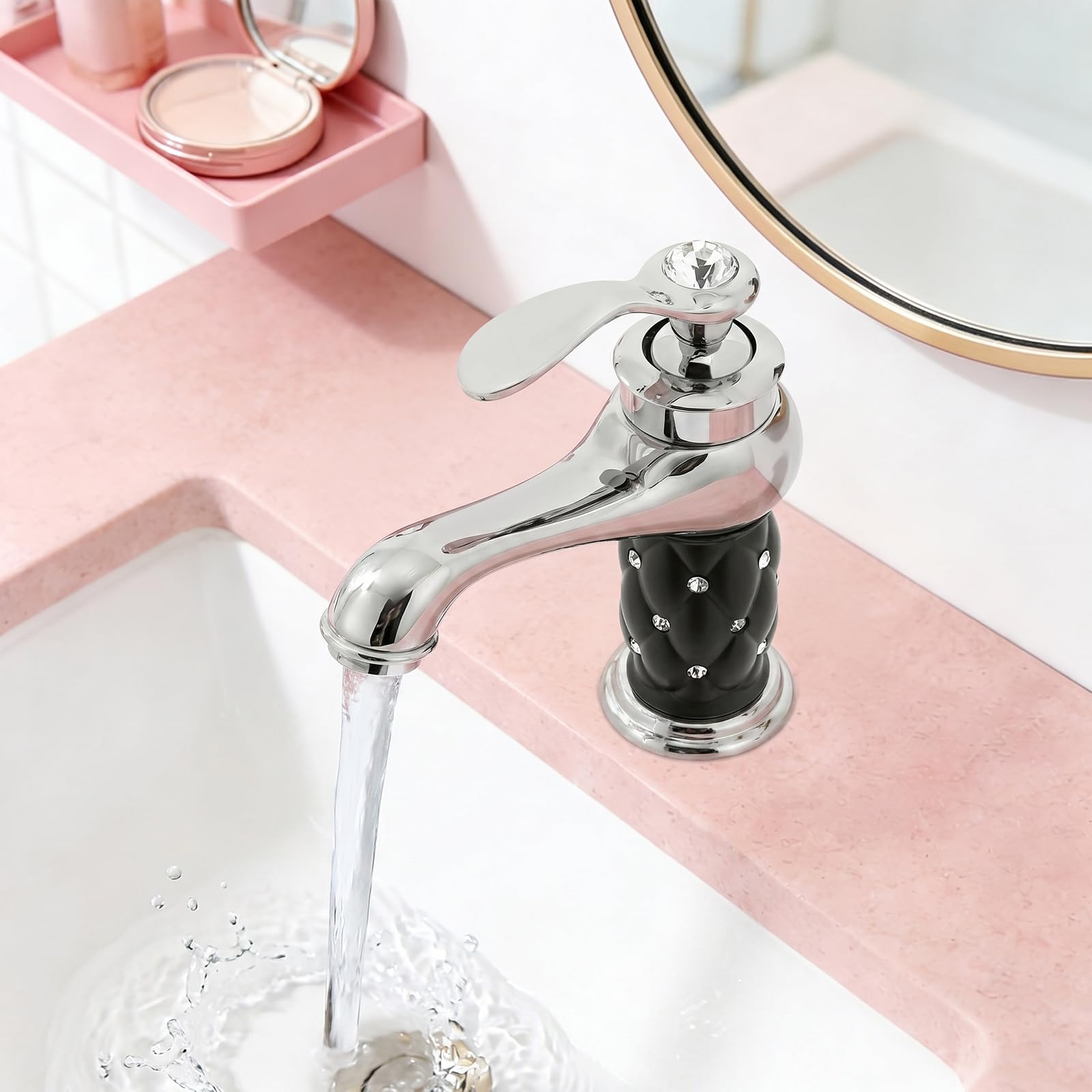 Rubinetto da bagno retrò in ottone antico, miscelatore monocomando con cartuccia in ceramica, bocca di erogazione da 120 mm, con tubo flessibile e connettori G3/8, C