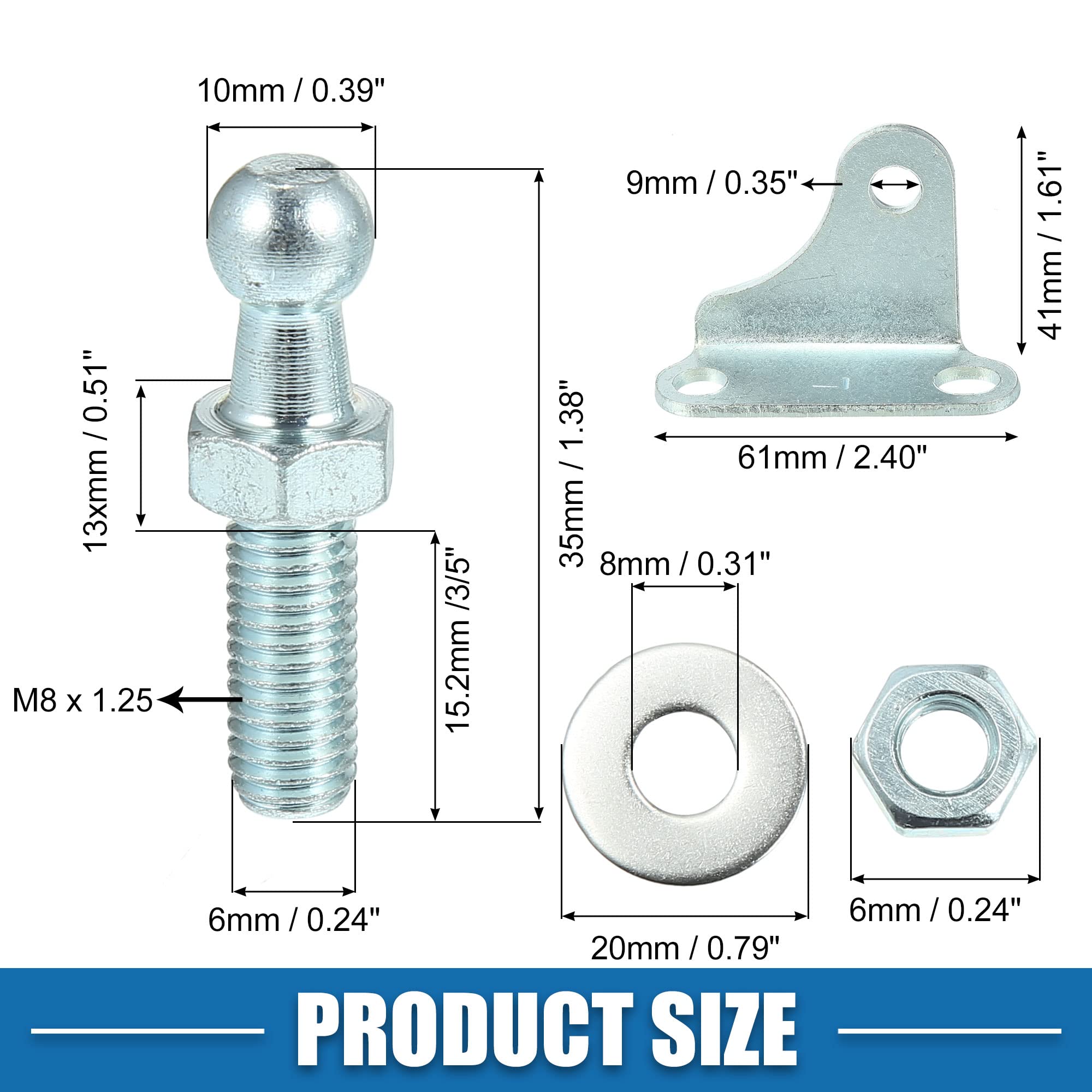 Gas Spring Ball Stud A ABSOPRO Car Gas Spring Mounting Bracket 10mm ...