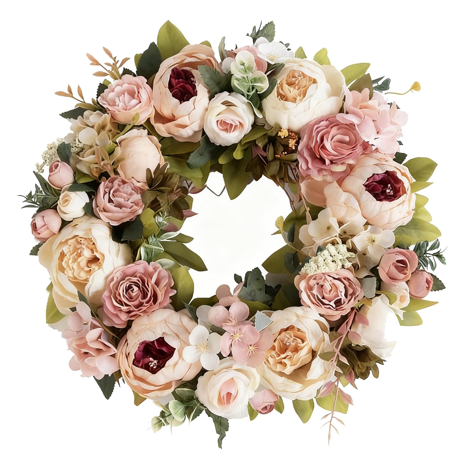 Sorandy Pfingstrosenkranz, Blumenkranz für die Haustür, Künstliche Blumendekoration mit Verstellbaren Schlüsselbändern für Drinnen und Draußen, Heimdekoration, Korridore, Partys, (Sekt)