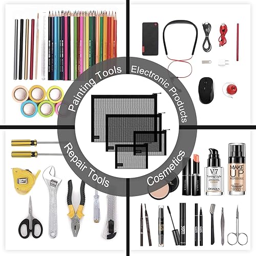 Miniatura 7 de EASYFUN Bolsa de malla, bolsa de maquillaje con cremallera, bolsa organizadora de cosméticos para uso diario o de viaje para guardar objetos