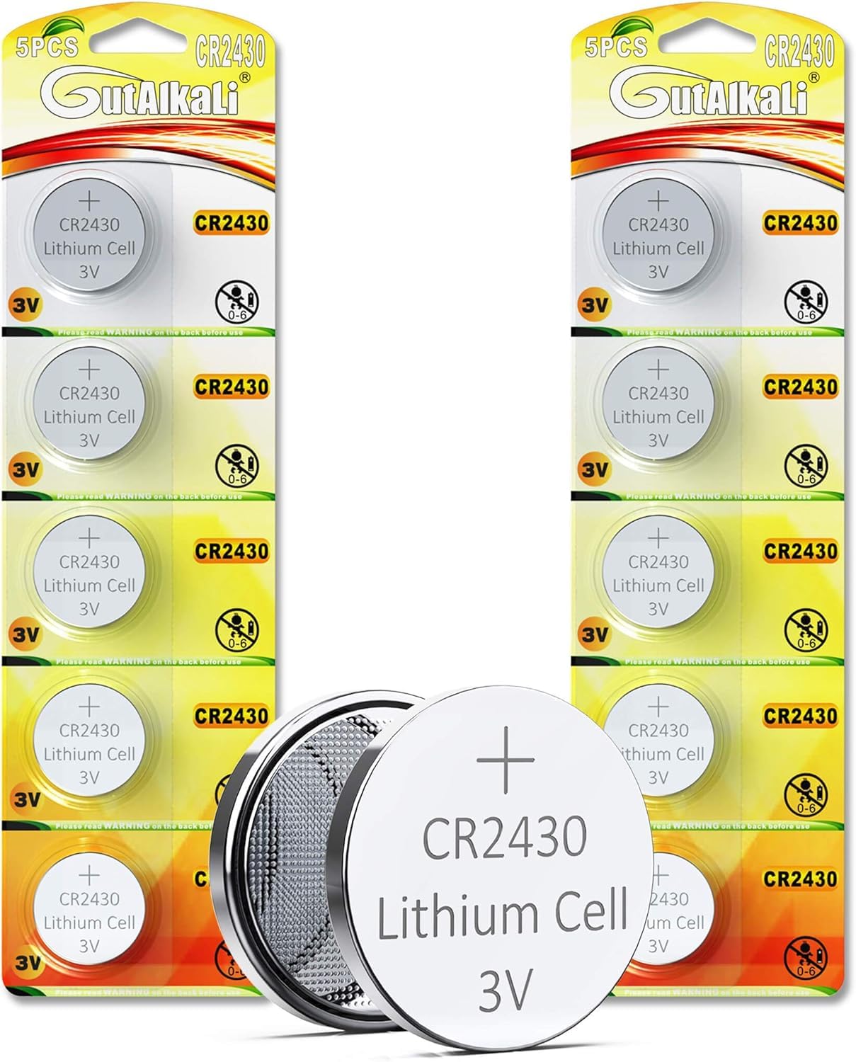 GutAlkaLi 3V Lithium Button Cell CR2430 Batteries, 10 Votive Candles, Tea Lights, Video, Computer, Calculator, IC Cards, Electrical Products, LMK1, CR2430-Pack of 10-image-6
