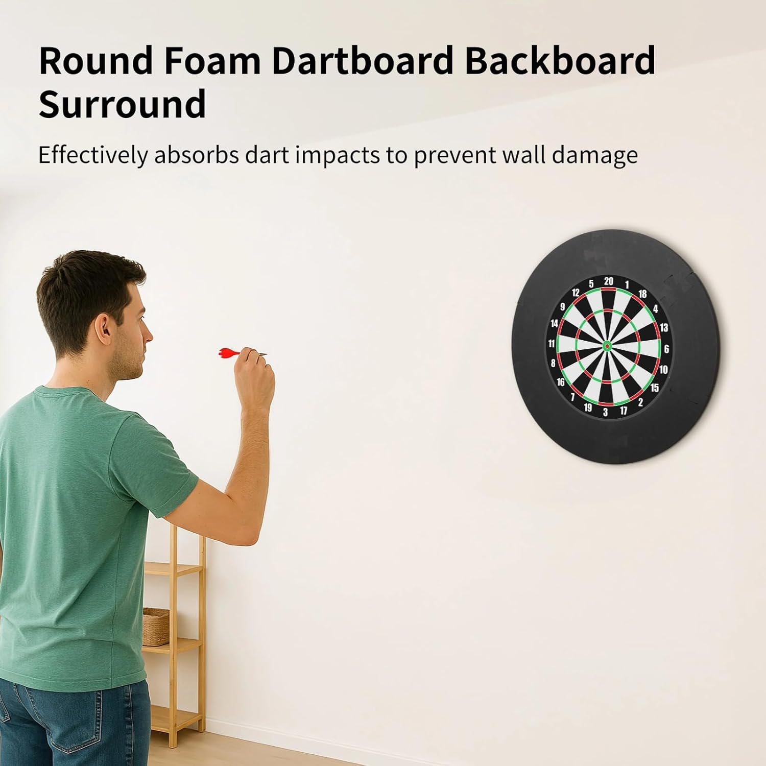 6-Section Eva Foam Dartboard Wall Protector, Round Foam Backboard with 28.5 in Outer & 18.3 in Inner Diameter