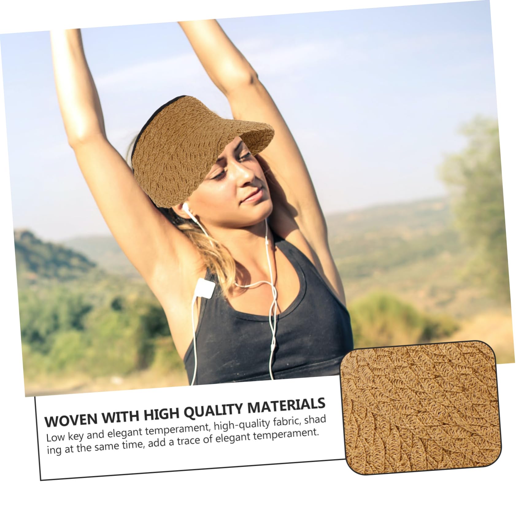 CALLARON leerer Zylinder für Schirmmütze groß Kappe Sonnenhut faltbar Männer strandloege gartenhüte Strohhut Visor Cap sonnenschutzmütze Stroh geflochtener Hut Sonnenschutzhut Khaki